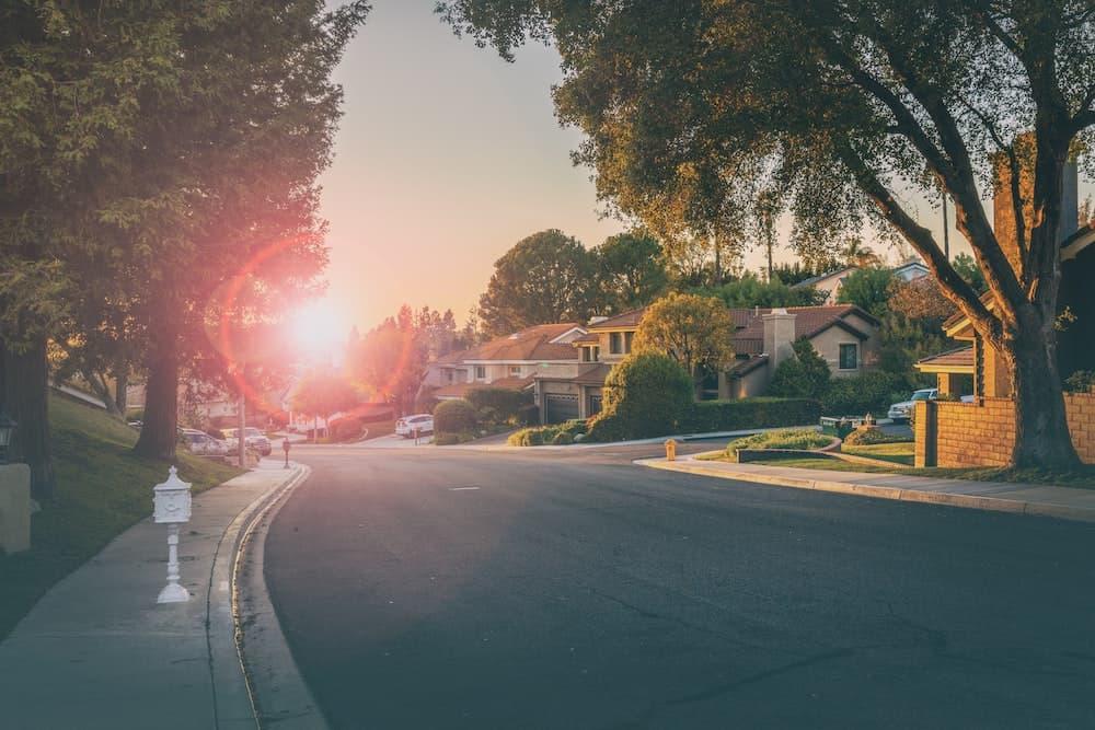 The sun shining on a suburban home in upstate New York.