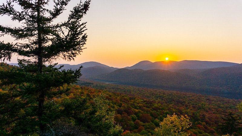 Sunset over the Adirondack Mountains in New York