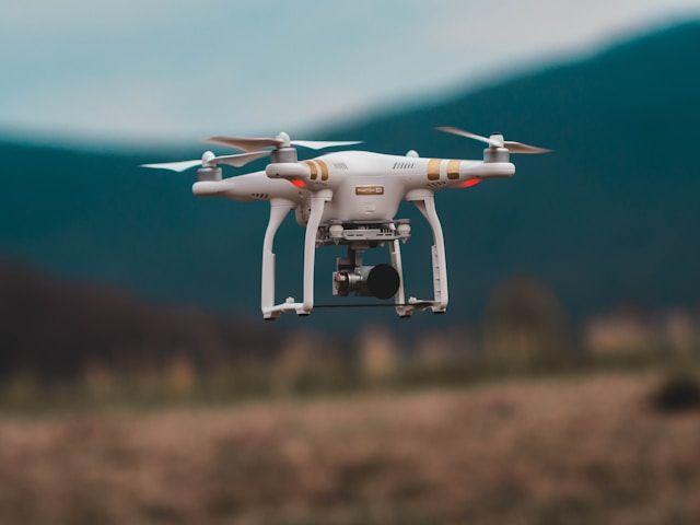 A drone flying around in nature