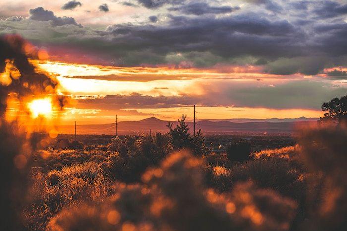 Sante Fe, New Mexico at sunset