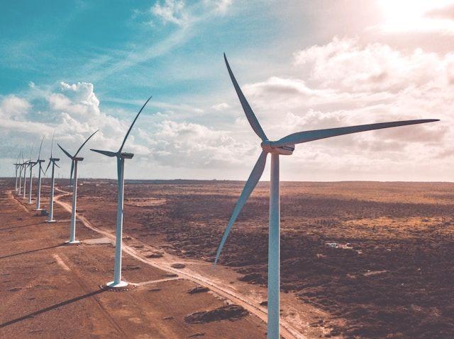 Wind turbines on open land