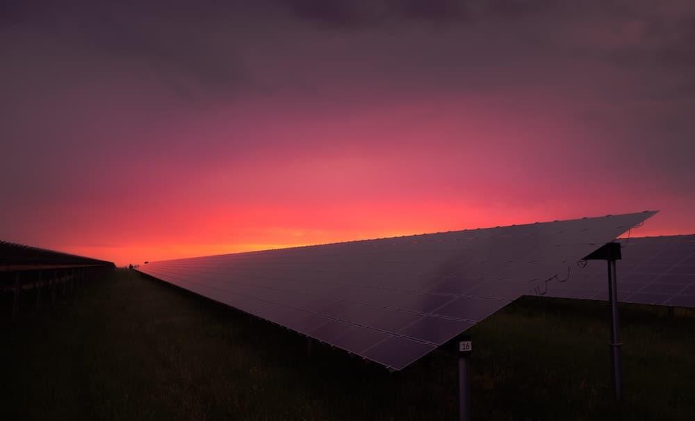 Solar panels at night