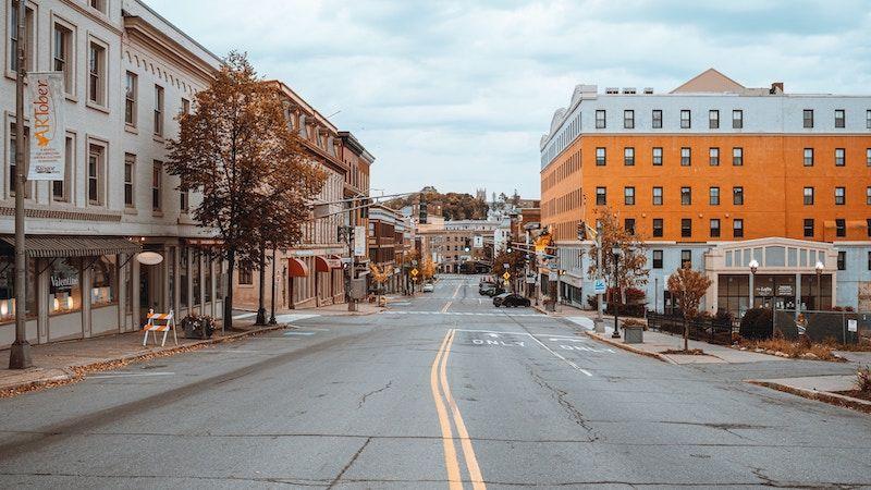 A view down Main Street in Bangor, Maine
