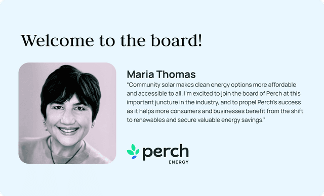 Perch Energy Appoints Maria Thomas to Board of Directors
